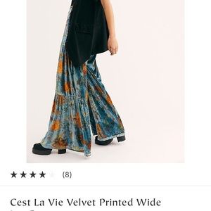 NWOT FP Vest La Vie Velvet Wide Leg Pant
